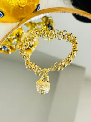 18K Gold Tauco Bracelet with Heart Charms