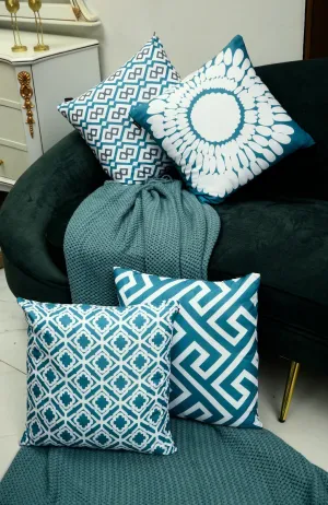 4 PCs Digital Printed Cotton Cushions-Pastel