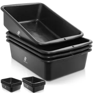 4-Pk Commercial Bus Box/Utility Tub - Plastic Storage Dish Bin