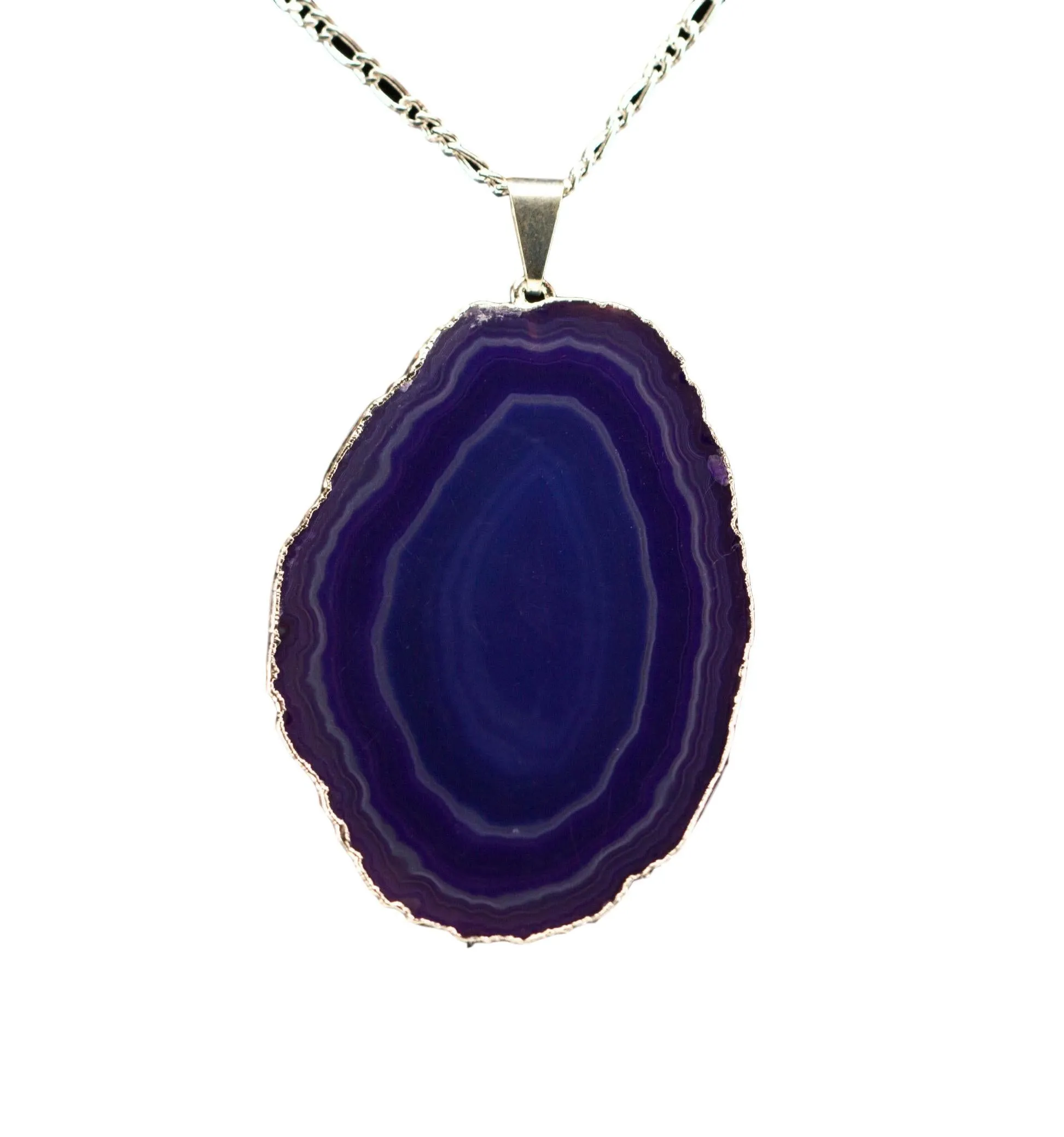 Agate Slice Pendant Silver