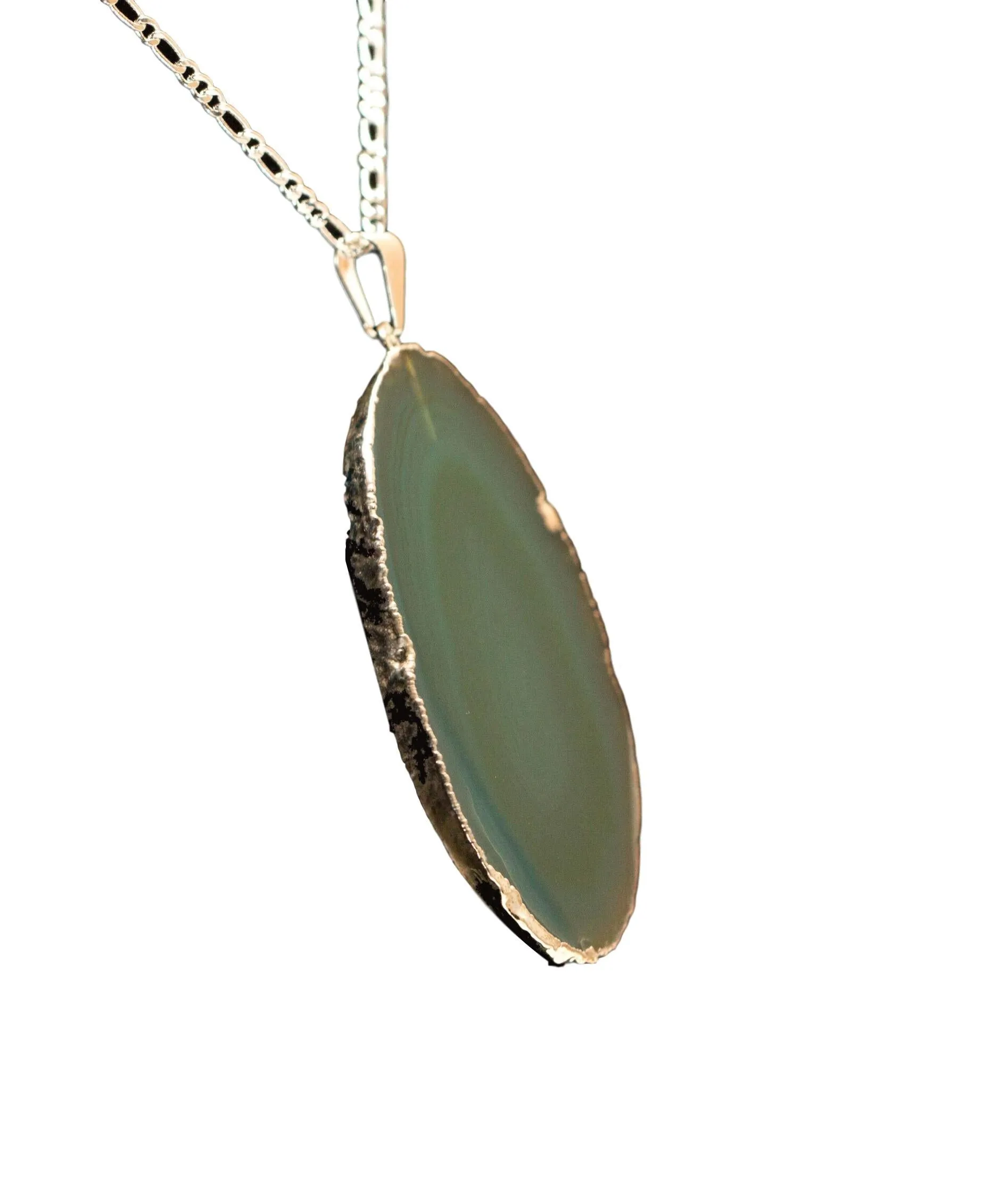 Agate Slice Pendant Silver