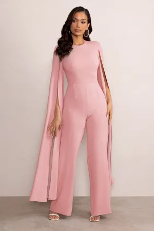 Aisha | Blush Pink Jumpsuit with Cape Sleeves