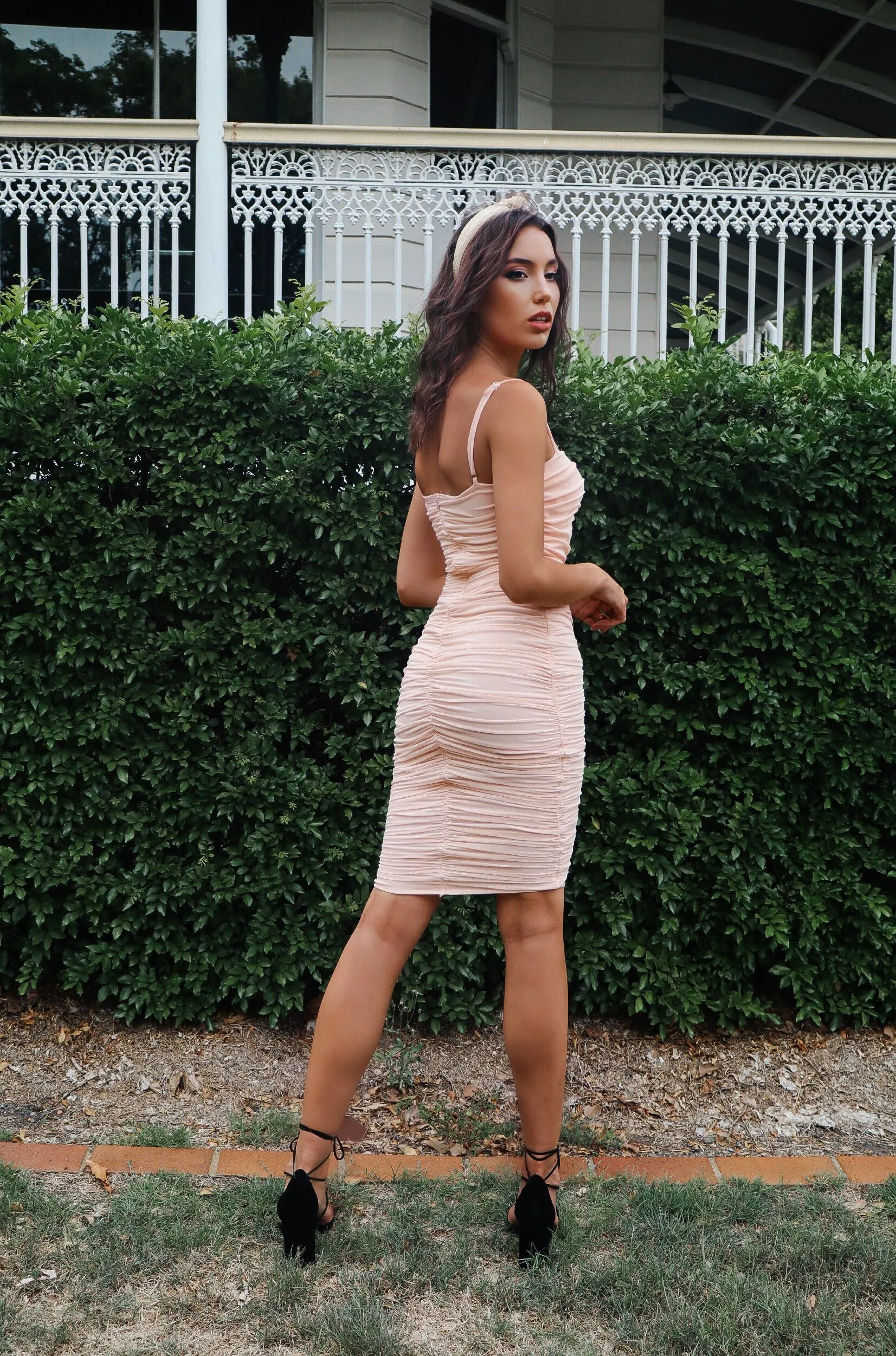 Alexia Bodycon Midi Dress - Salmon Pink