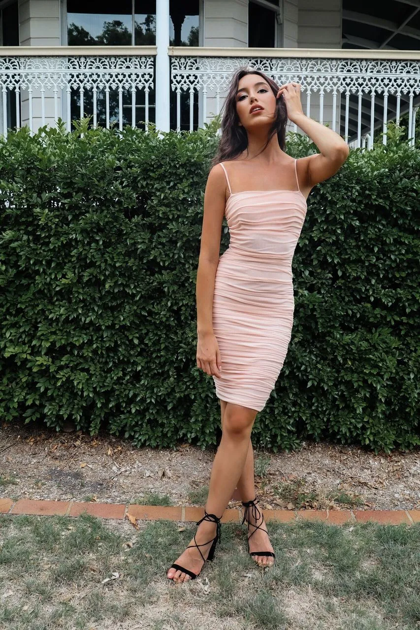 Alexia Bodycon Midi Dress - Salmon Pink