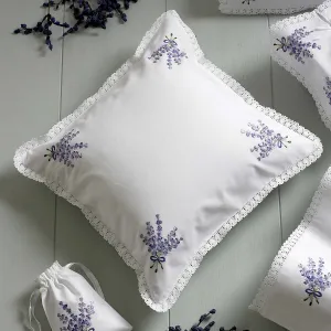 Anna Lavender Embroidered Cotton Cushion Cover