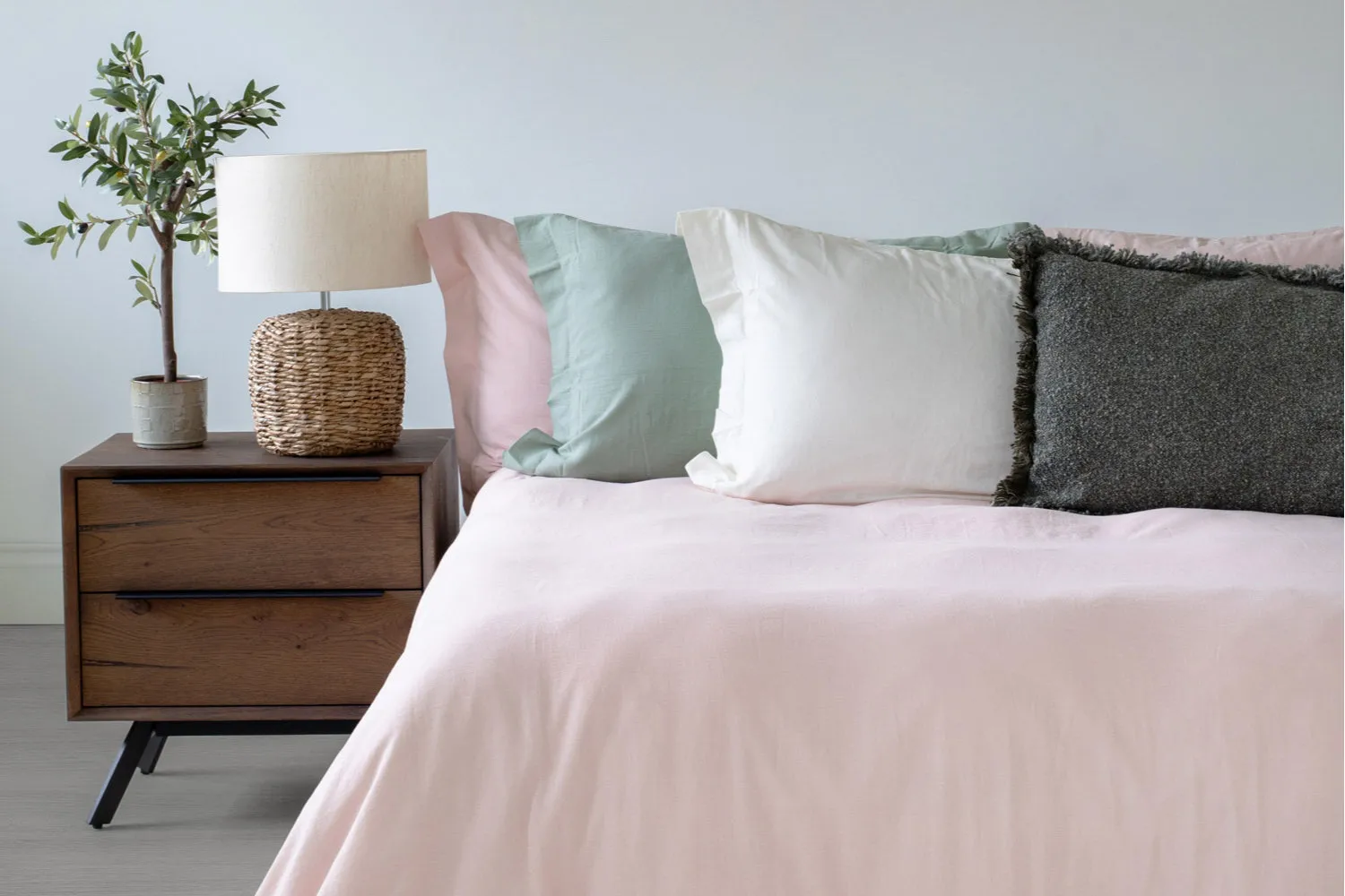 Ava Linen Look Duvet Set | Pink | Double