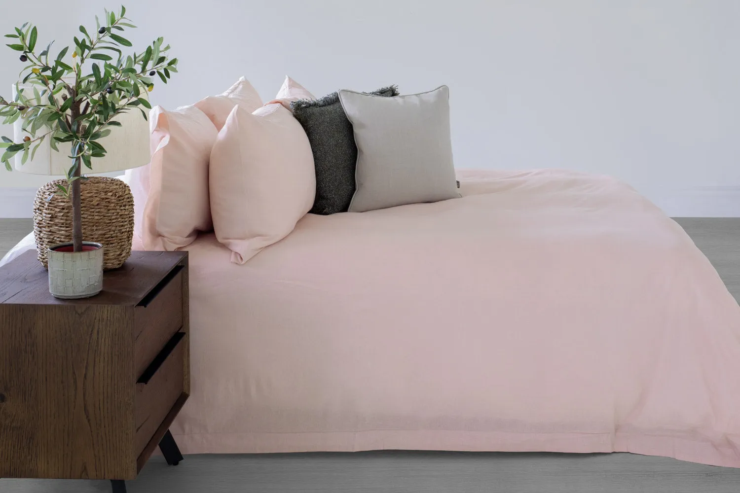 Ava Linen Look Duvet Set | Pink | Double