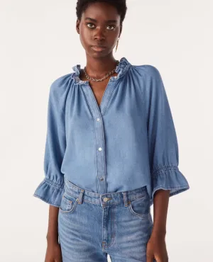 Ba&sh Draco Blue Denim Shirt