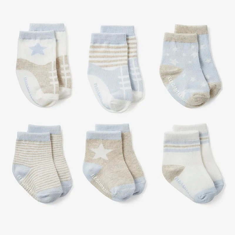 Baby Blues Non Slip Socks 6pk