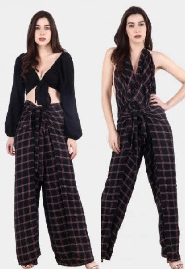 Black Checked Multiwear Jumpsuit/Pant