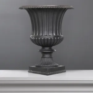 Black Urn Planter with Stribes