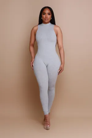 Call Back High Neck Cellulite Deleter Jumpsuit - Grey