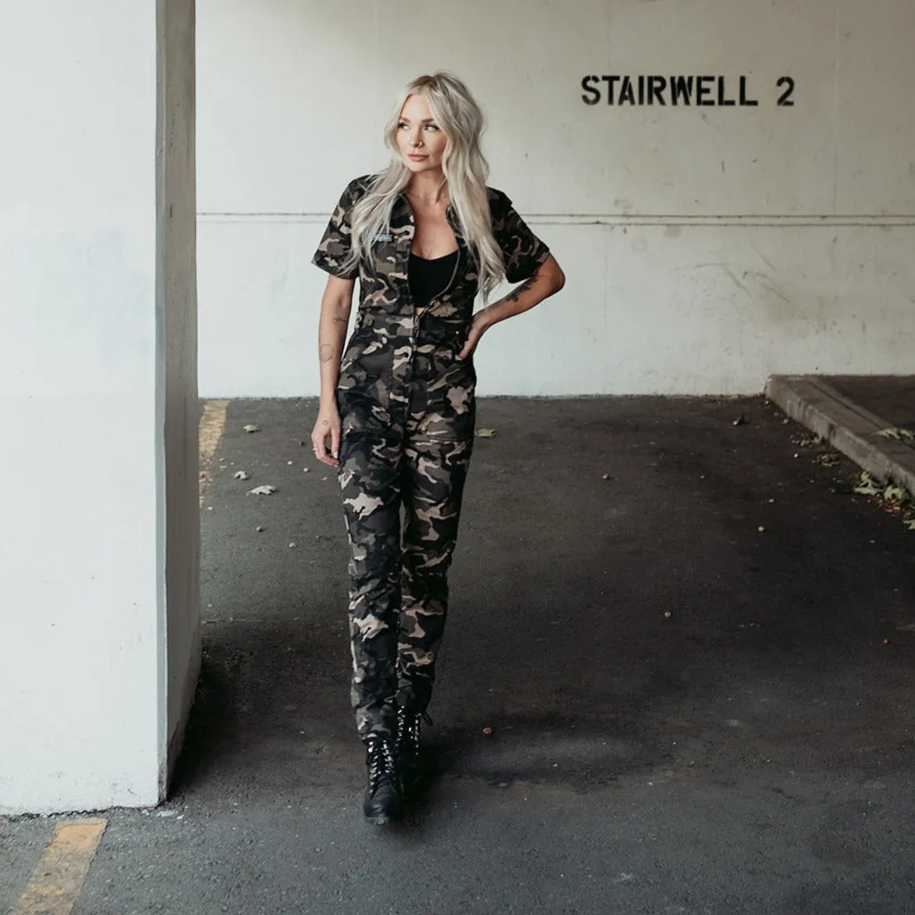 Camo Short Sleeve Jumpsuit