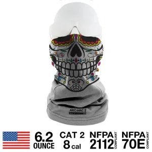 CAT 2 FR Candy Skull Gray Face Muffler