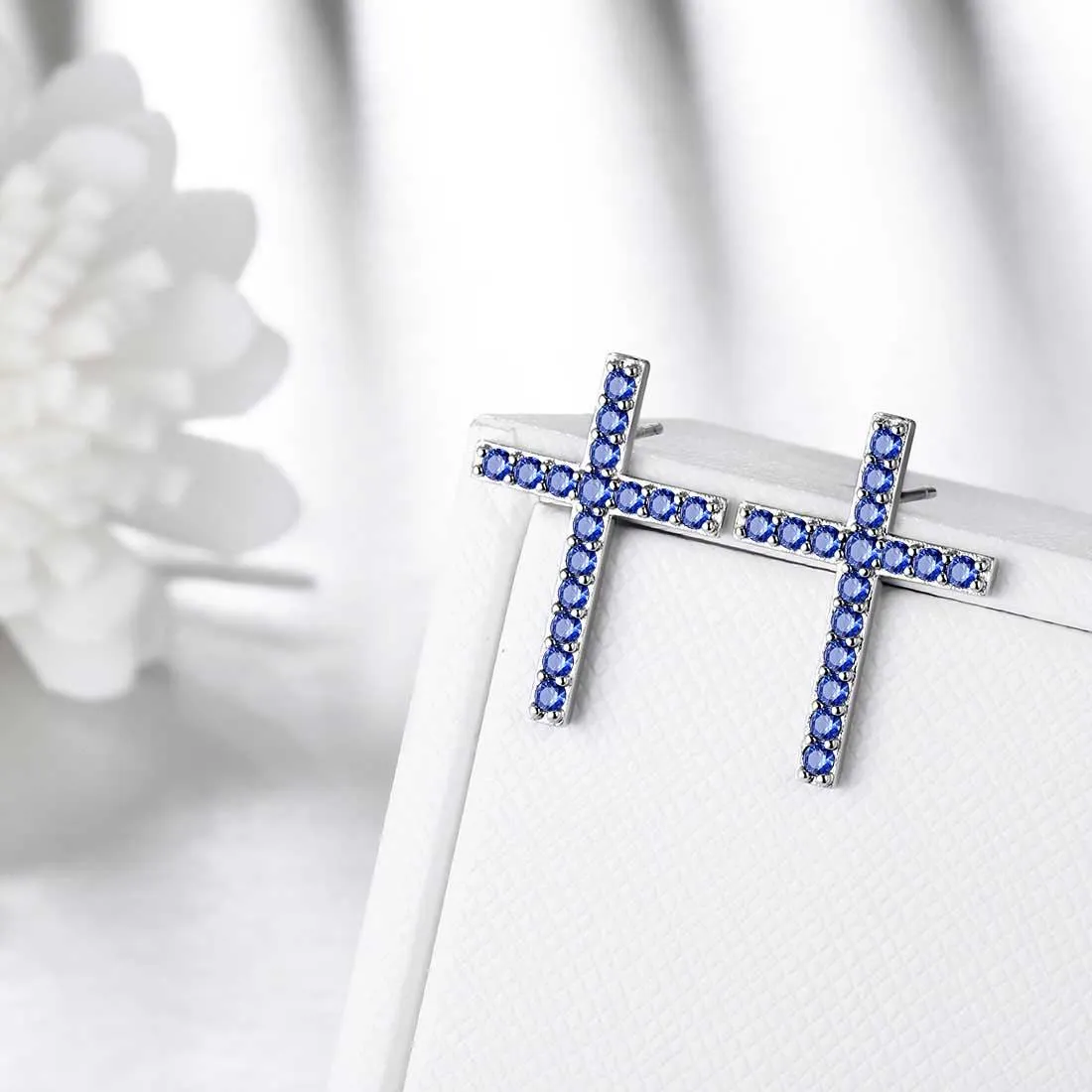 Classic Cross Stud Earrings Women Mens Jewelry Sterling Silver