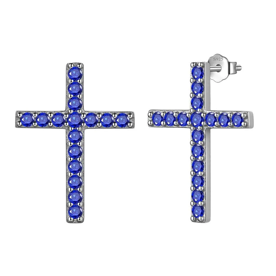 Classic Cross Stud Earrings Women Mens Jewelry Sterling Silver