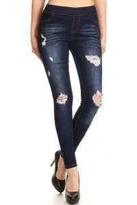 Distressed Dark Denim Jeggings