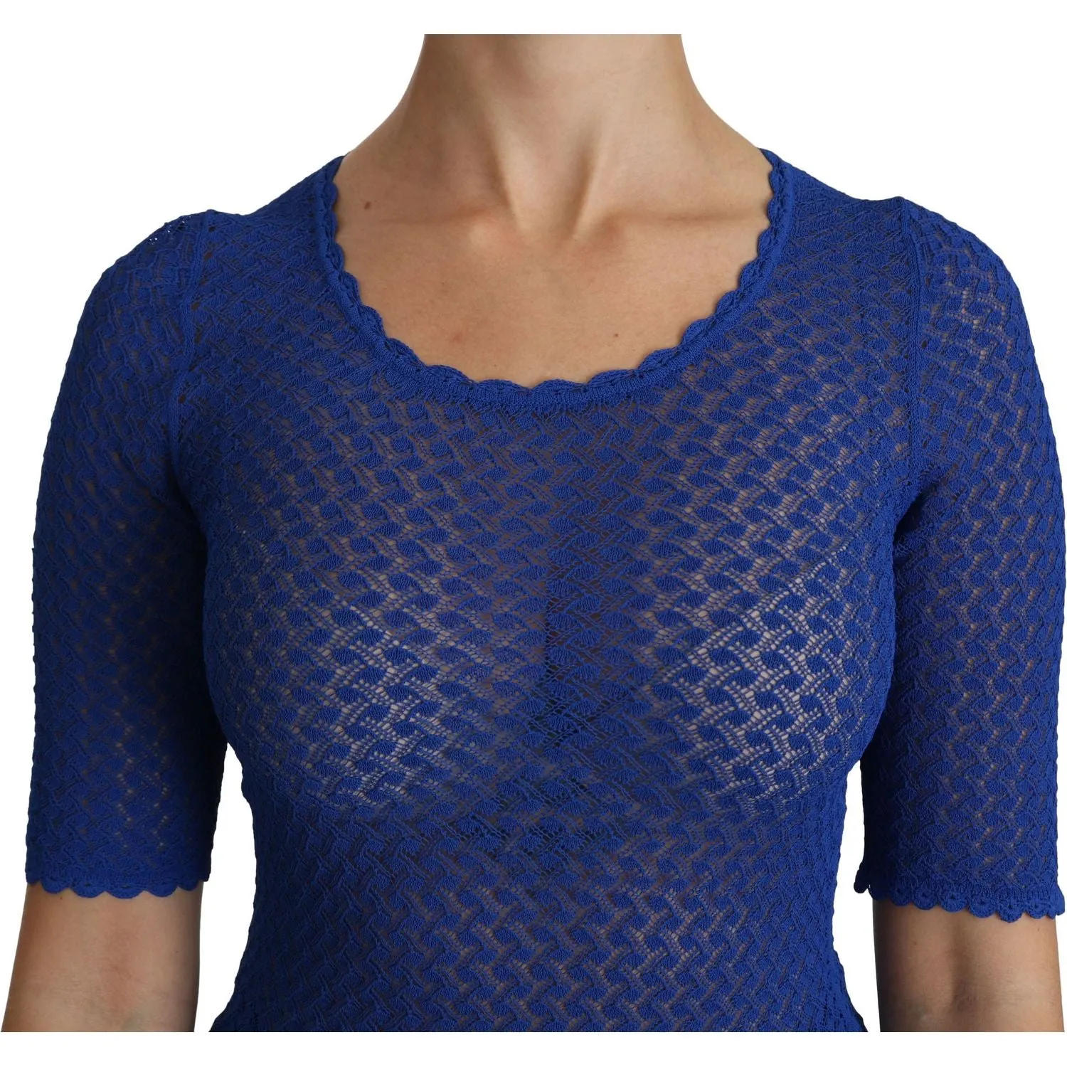 Dolce & Gabbana Elegant Blue Sheer Blouse