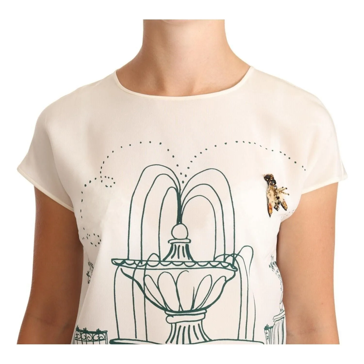 Dolce & Gabbana Elegant Silk Botanical Garden Fountain Tee