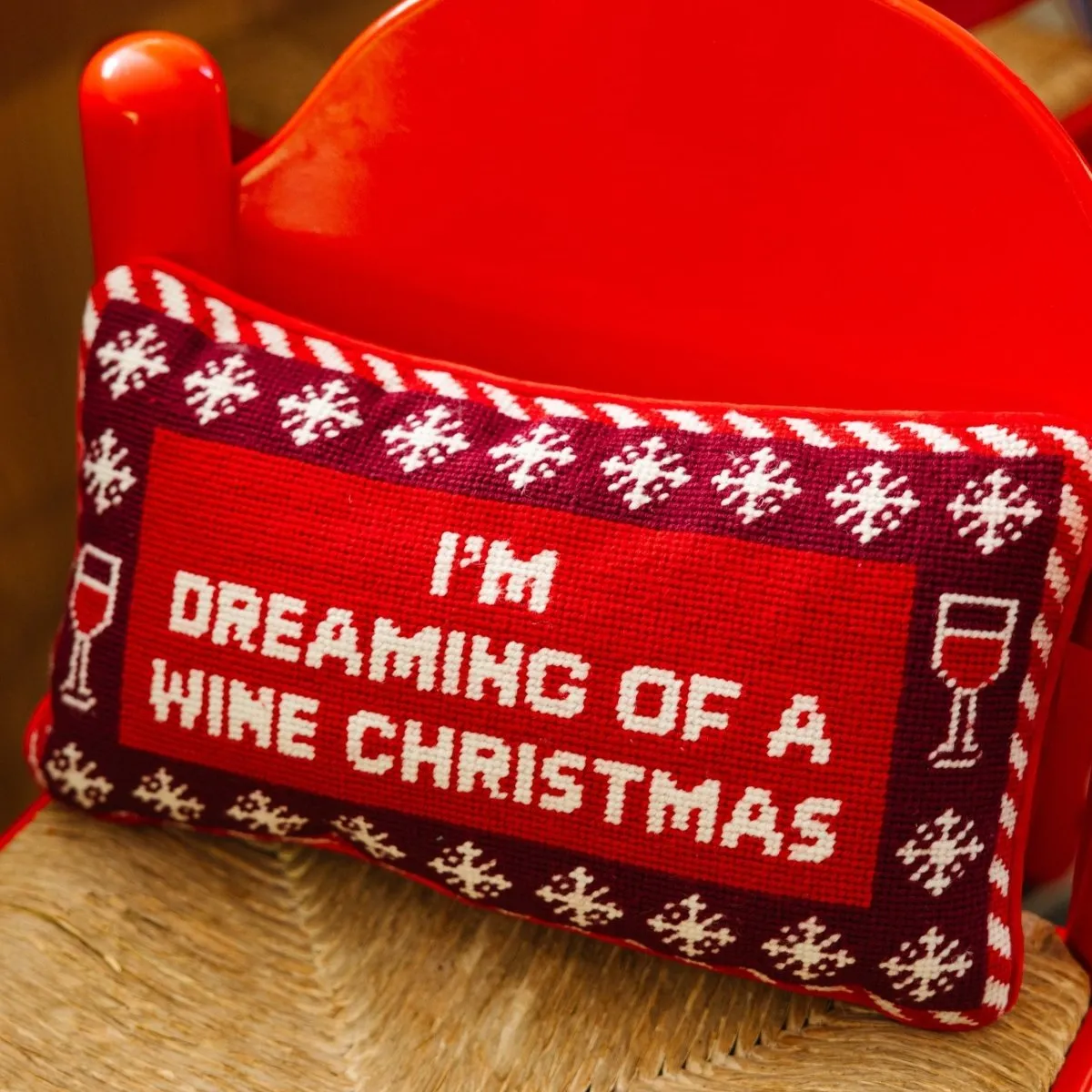 Dreaming of Wine Needlepoint Pillow