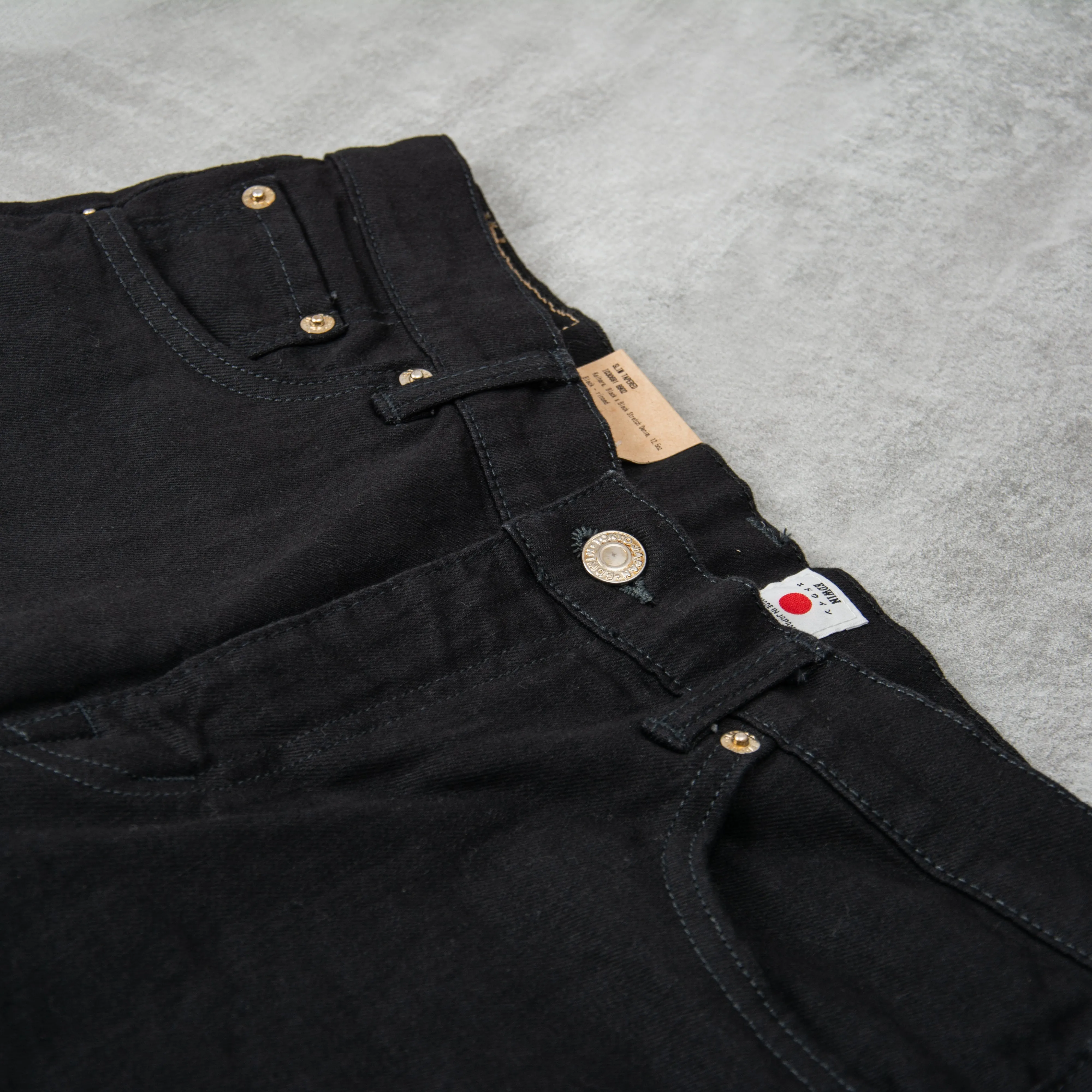 Edwin Slim Tapered Jeans Kaihara Stretch - Black x Black Rinsed