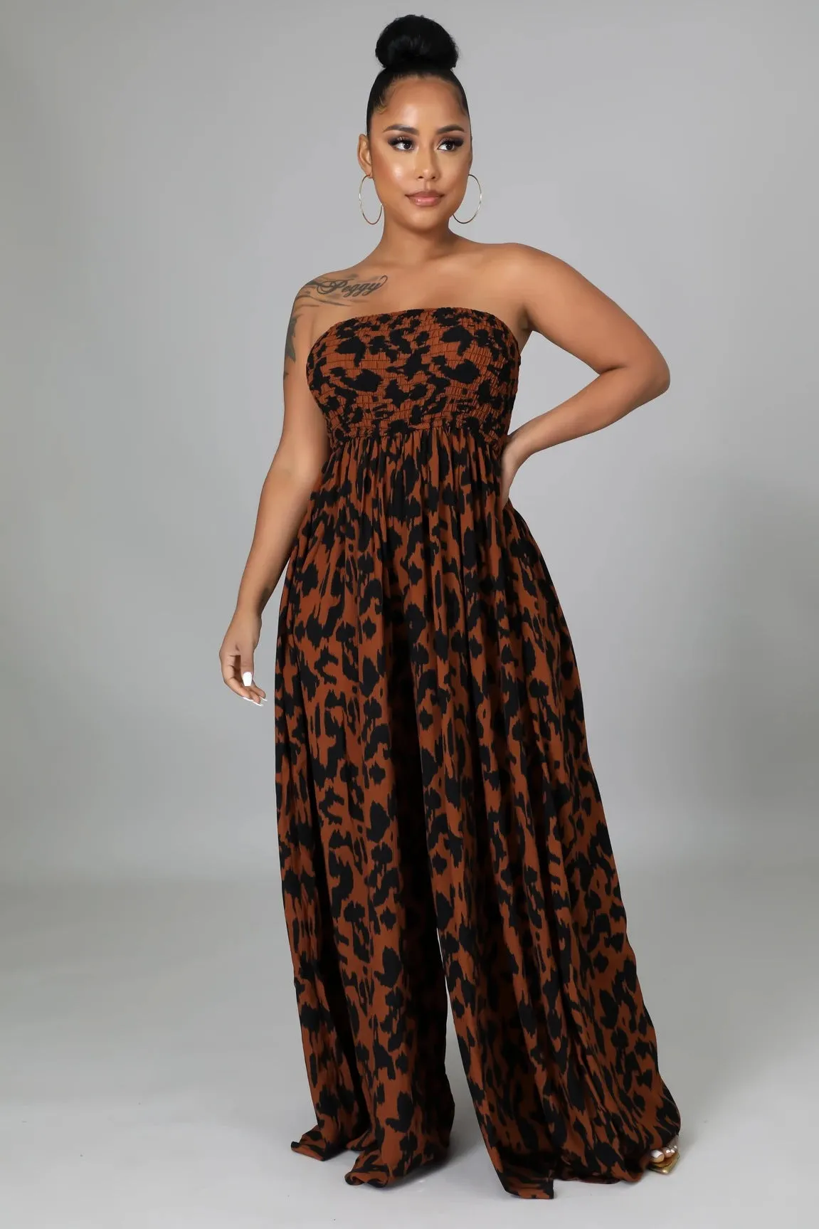 Fashion printed wrap chest jumpsuit AY3020