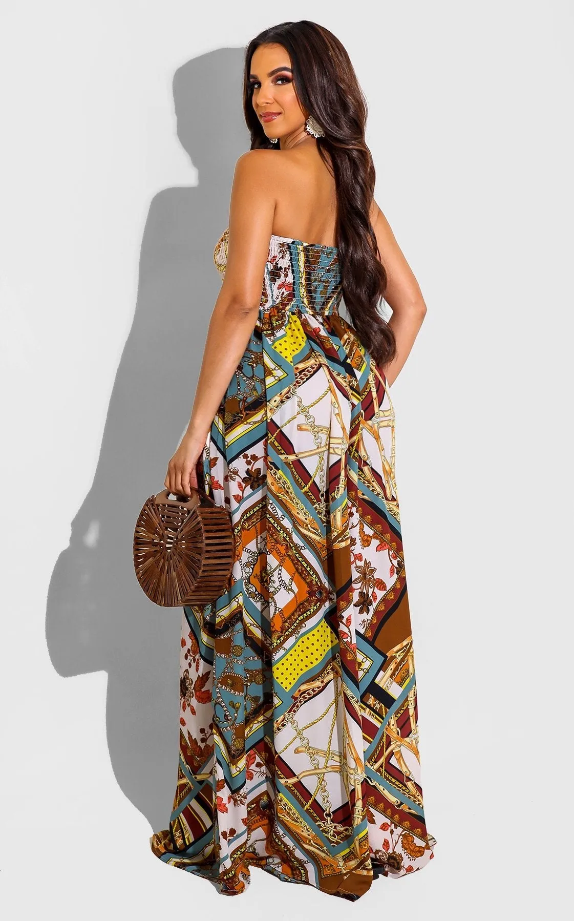 Fashion printed wrap chest jumpsuit AY3020