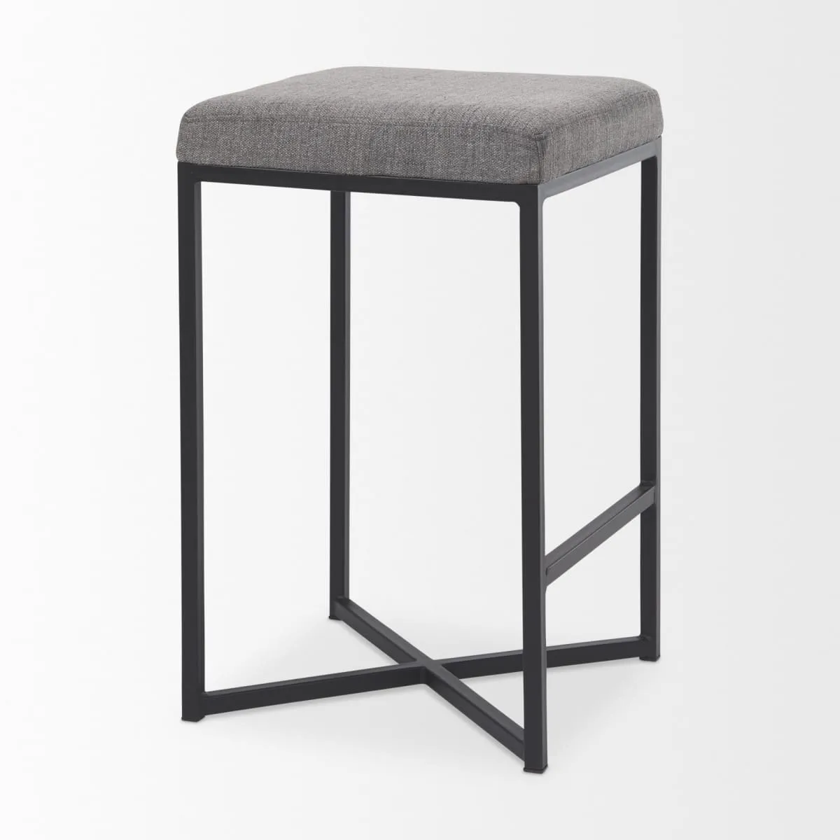 Frodo Bar Counter Stool Gray Fabric | Black Iron | Counter