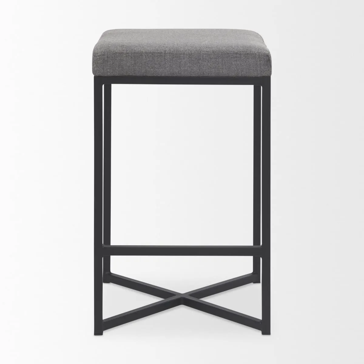 Frodo Bar Counter Stool Gray Fabric | Black Iron | Counter