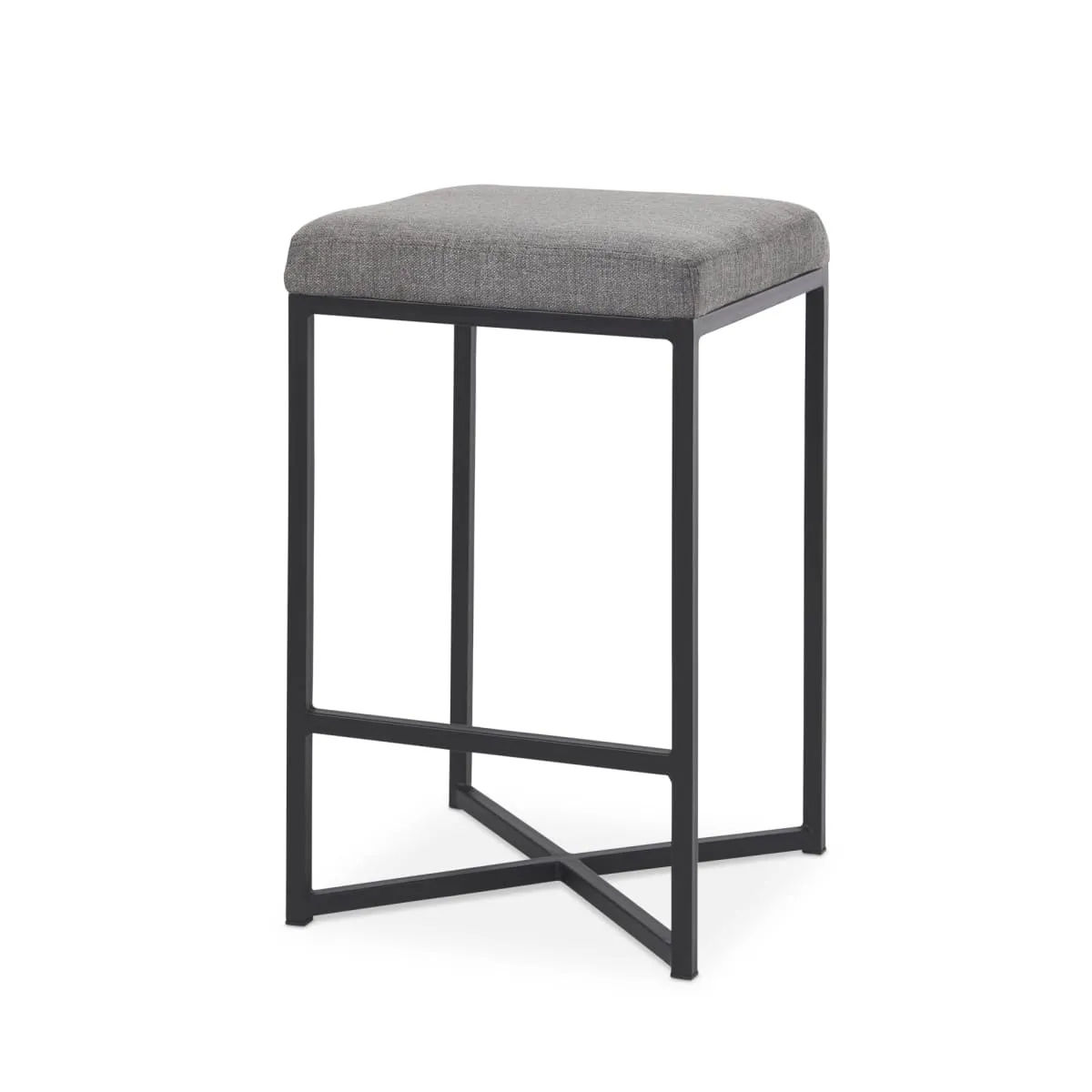 Frodo Bar Counter Stool Gray Fabric | Black Iron | Counter