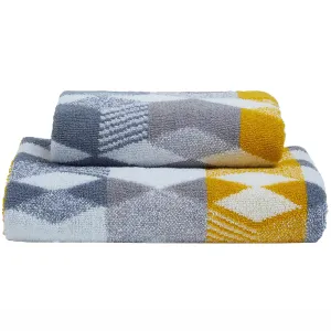 Fusion Hexagon Hand Towel - 2 Pack - Grey