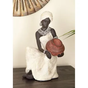 Gamslo African Black/White Woman Figurine