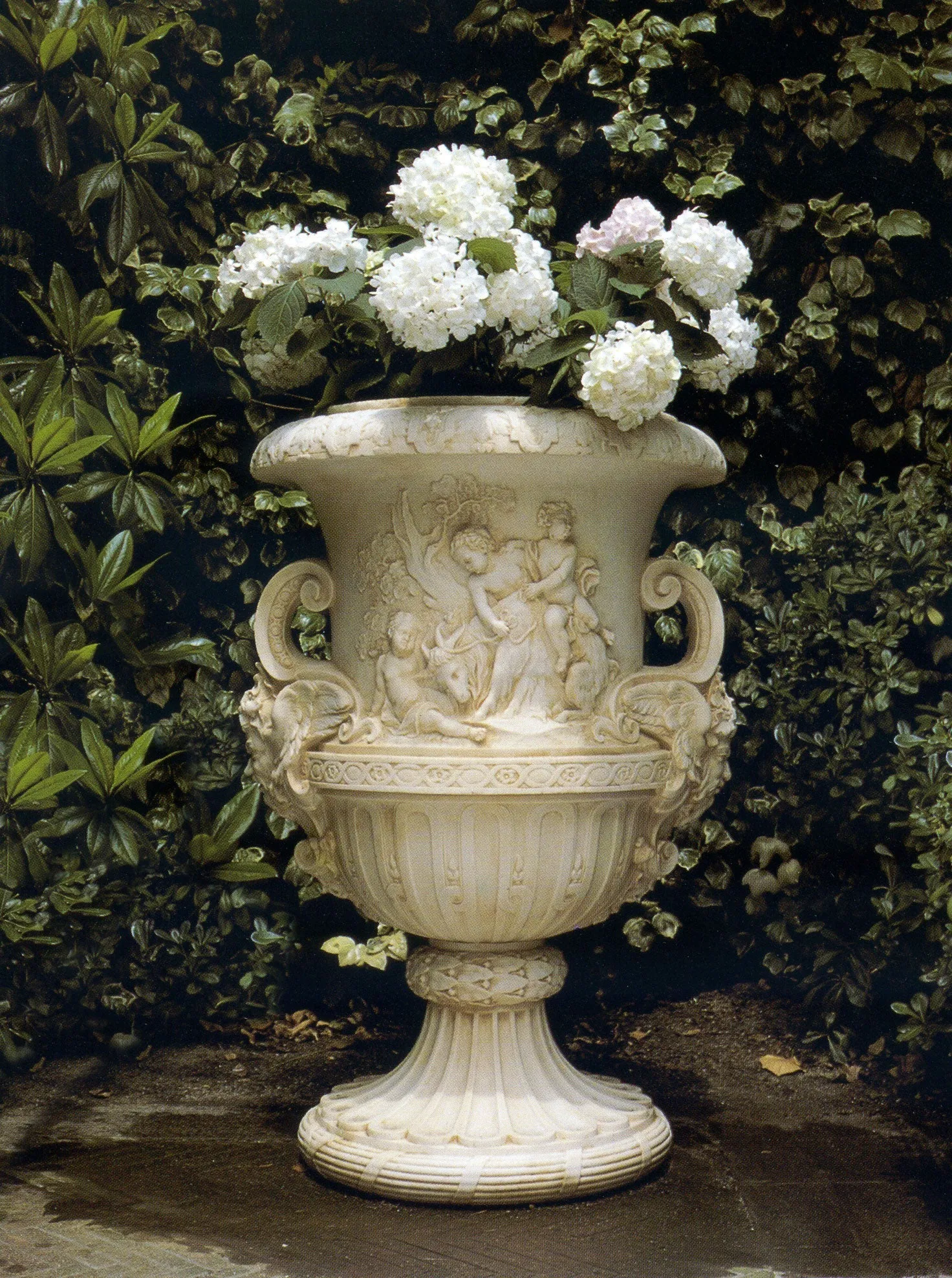 Garden Urn with Children and Lid