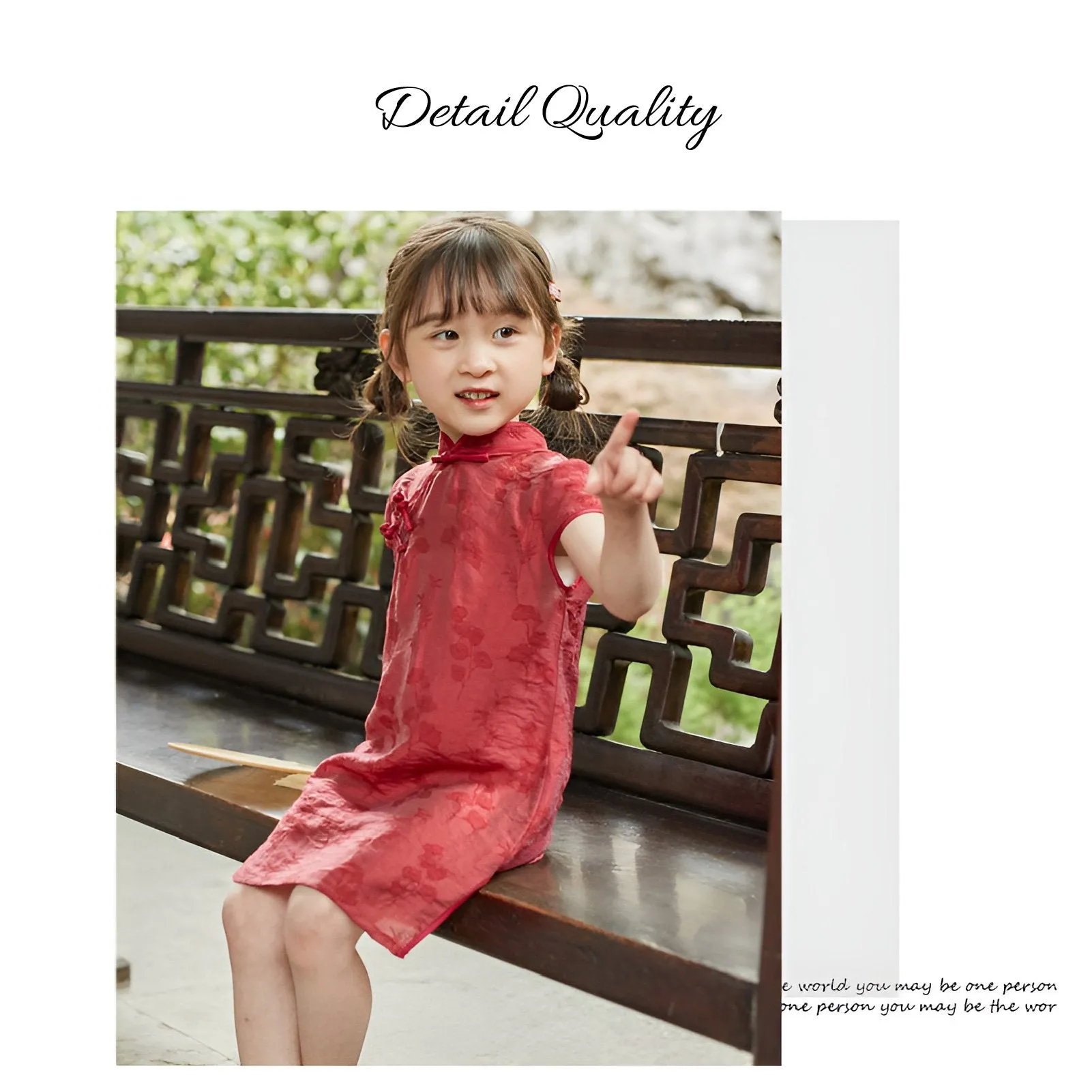 Girls' Red Chinese Dress - Floral Qipao