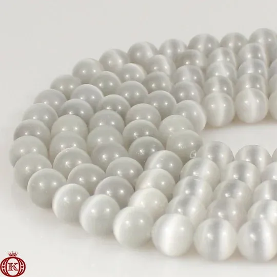 Gray Cats Eye Beads Smooth Round