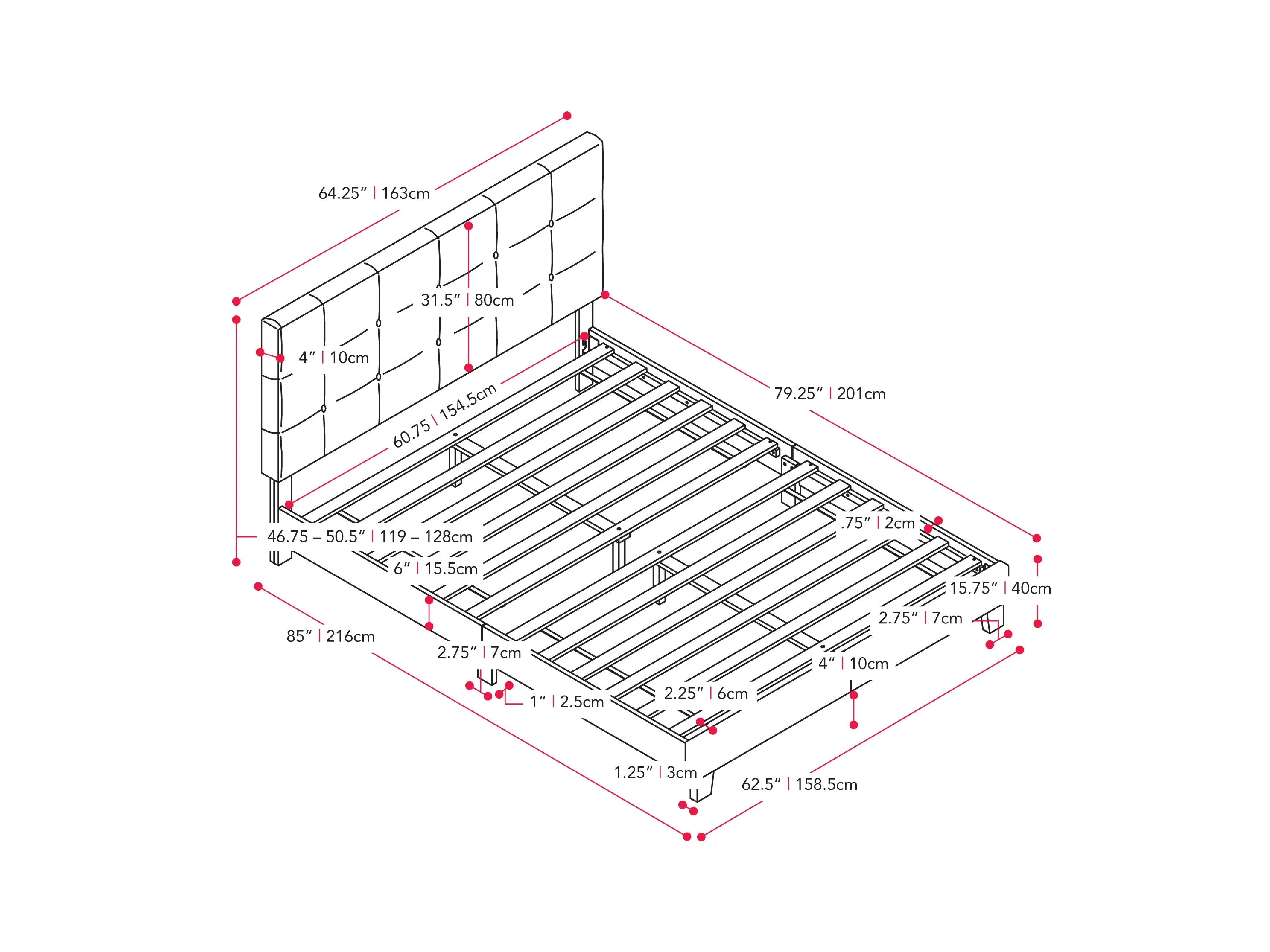 Grey Queen Panel Bed