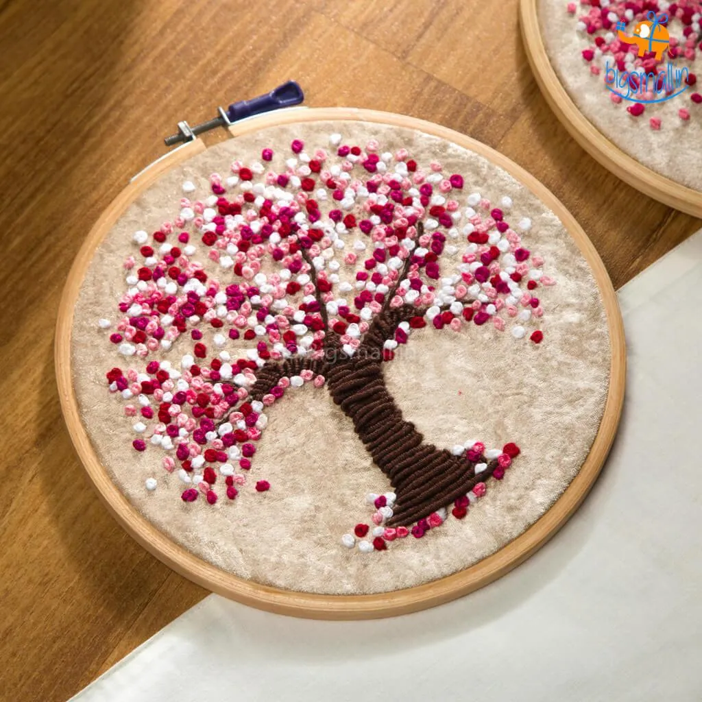 Handmade Cherry Blossom Embroidery Hoop Art