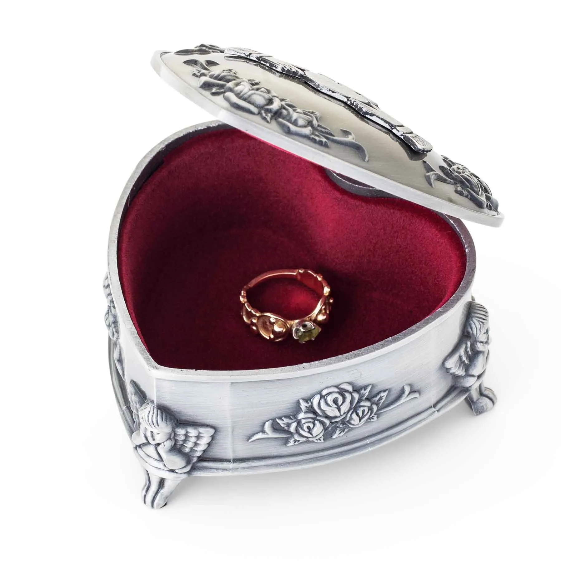 Heart Shaped Claddagh Pewter Jewelry Box