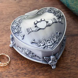 Heart Shaped Claddagh Pewter Jewelry Box