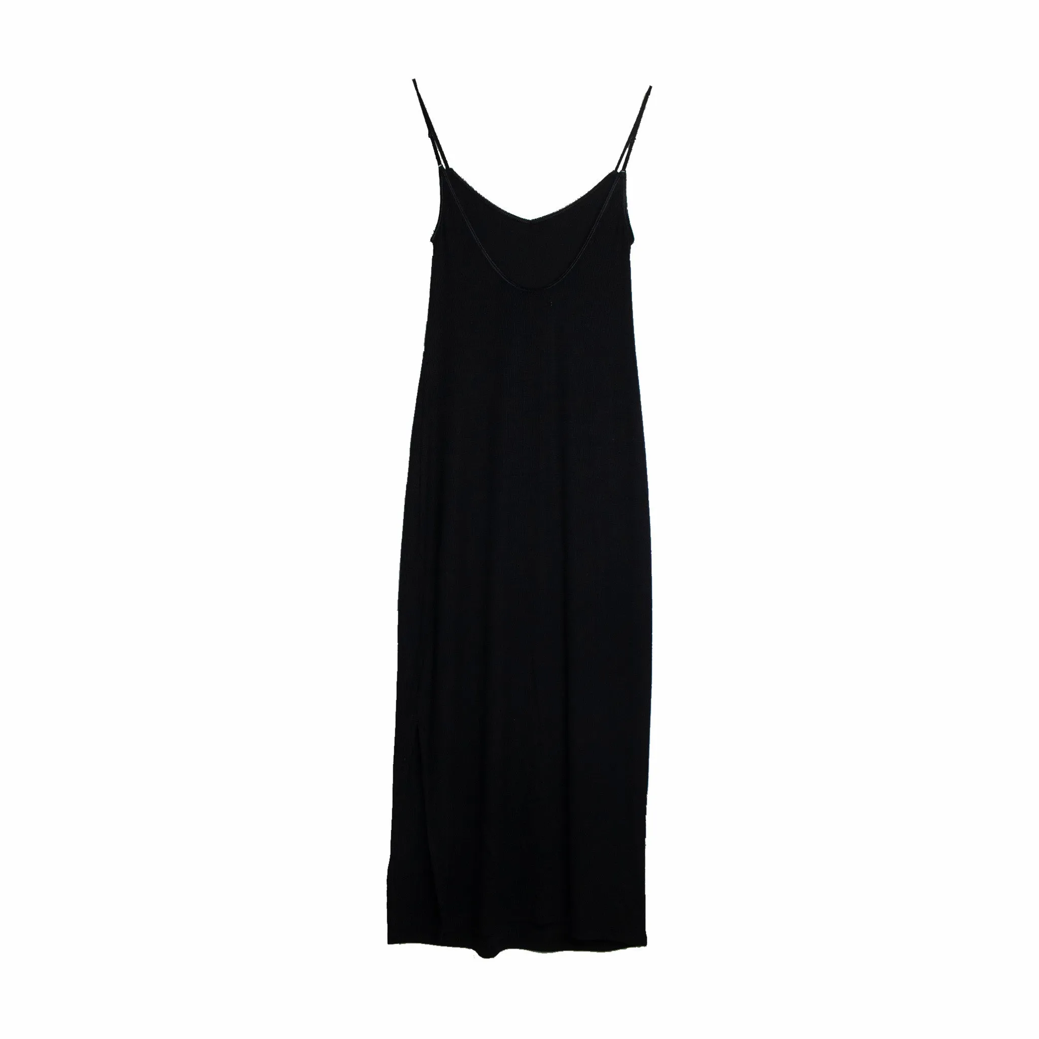 Joah Brown V Neck Dress (Black Rib)