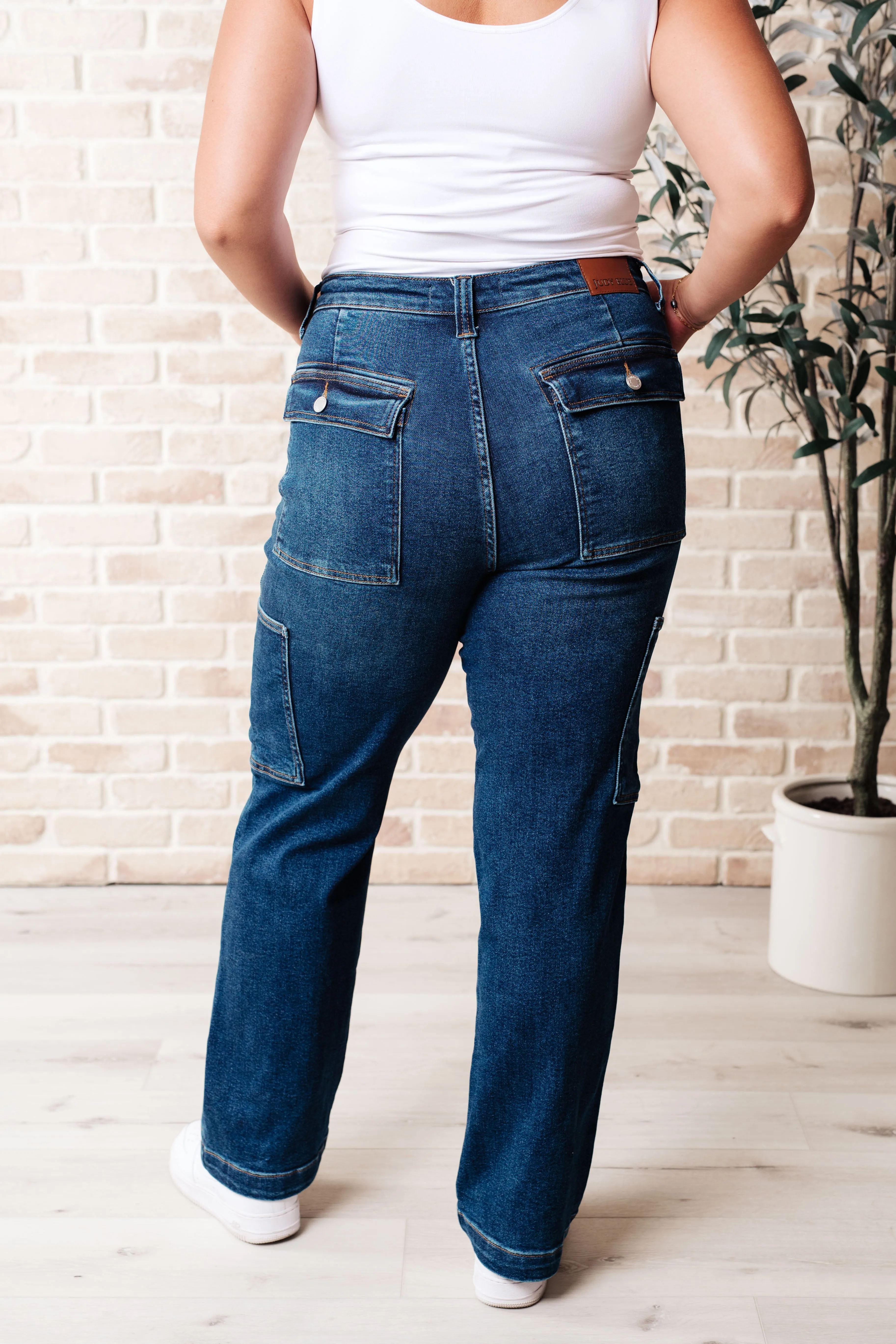 Judy Blue High Rise Cargo Straight Jeans