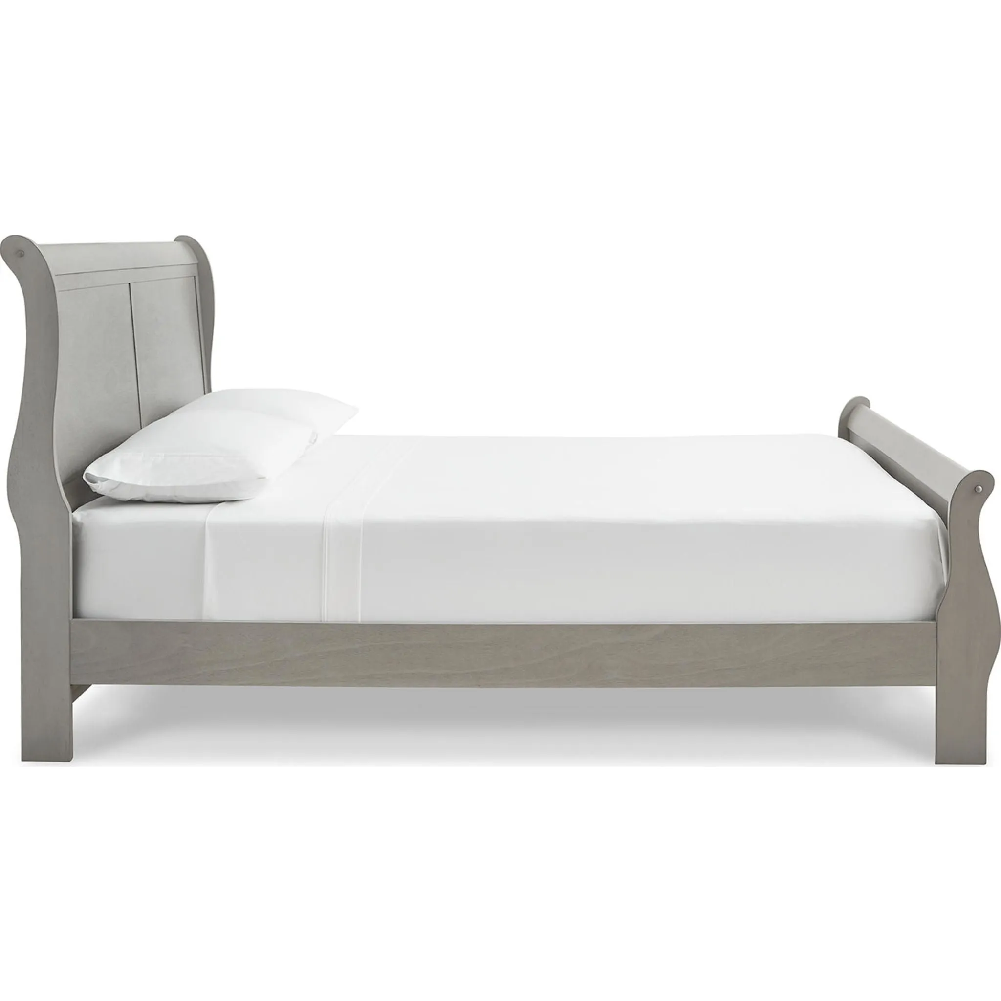 Kordasky Sleigh Bed with Mirrored Dresser - Grey