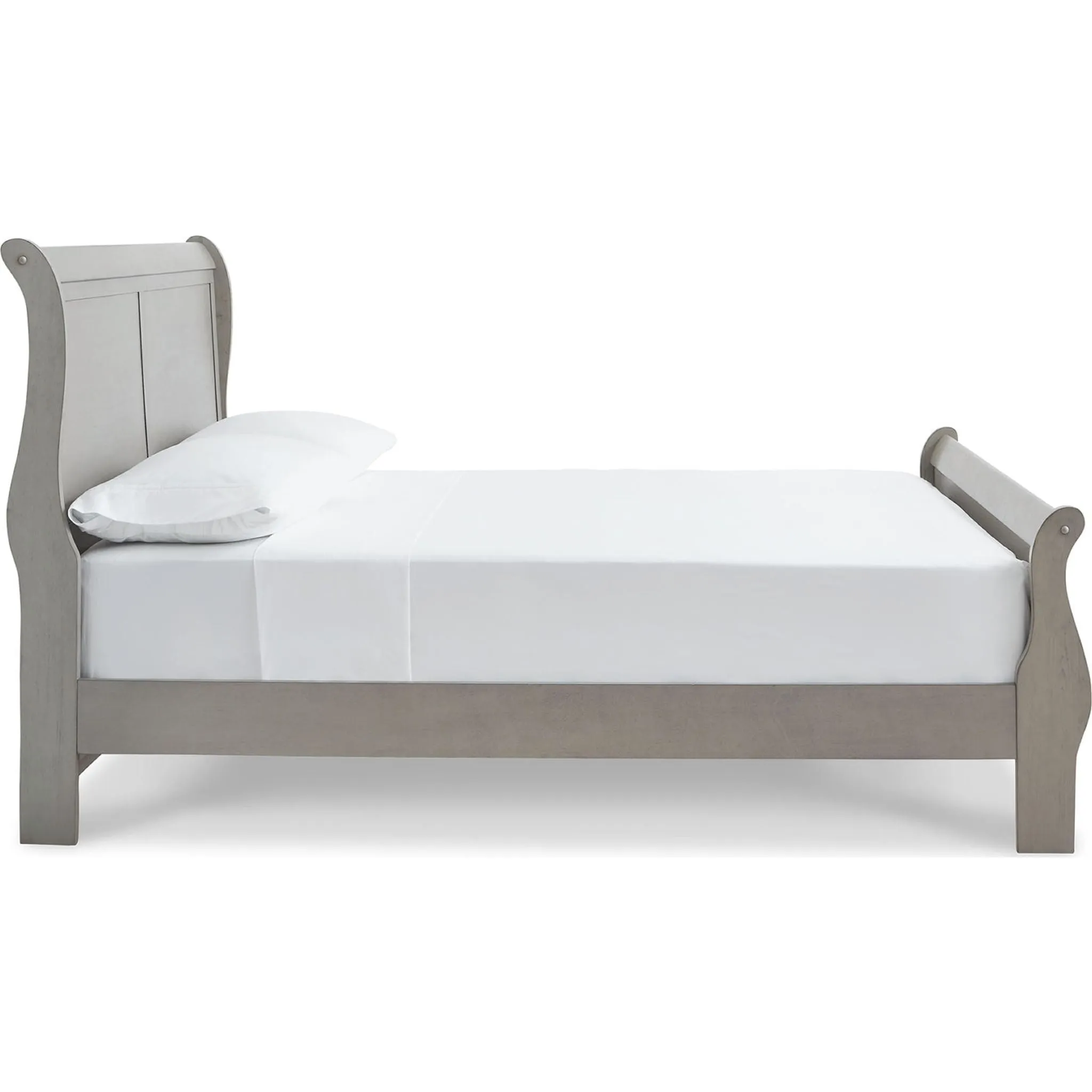 Kordasky Sleigh Bed with Mirrored Dresser - Grey