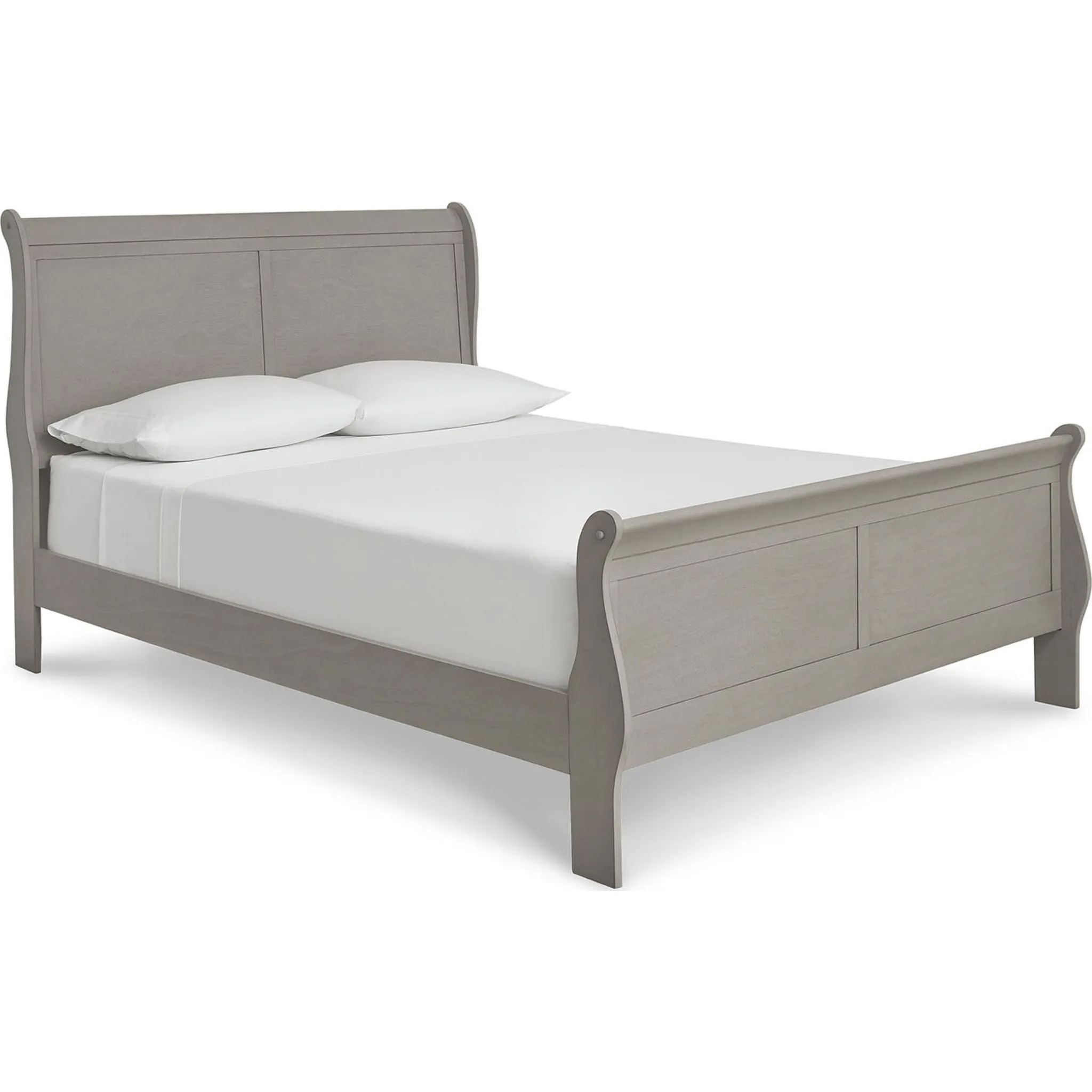 Kordasky Sleigh Bed with Mirrored Dresser - Grey