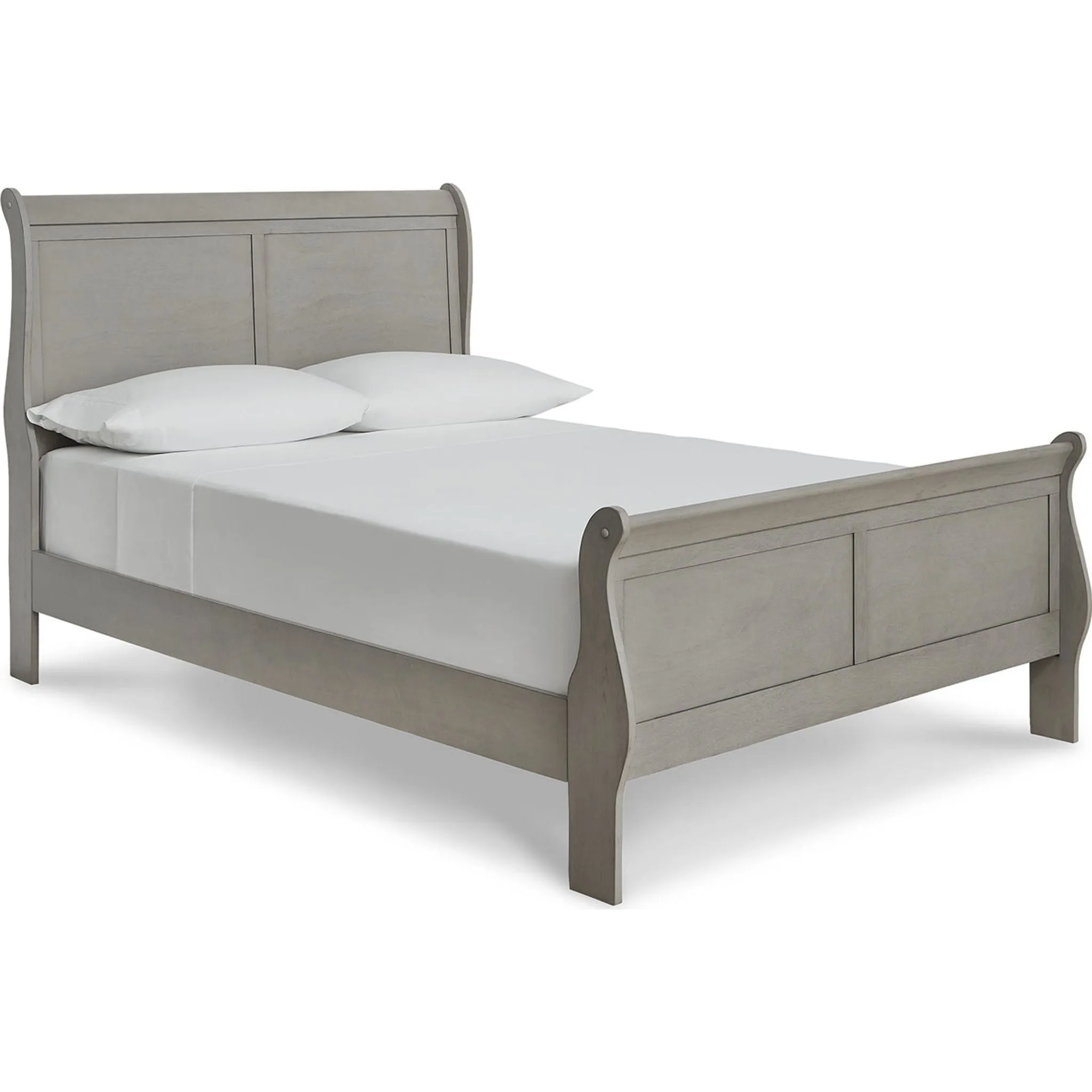 Kordasky Sleigh Bed with Mirrored Dresser - Grey