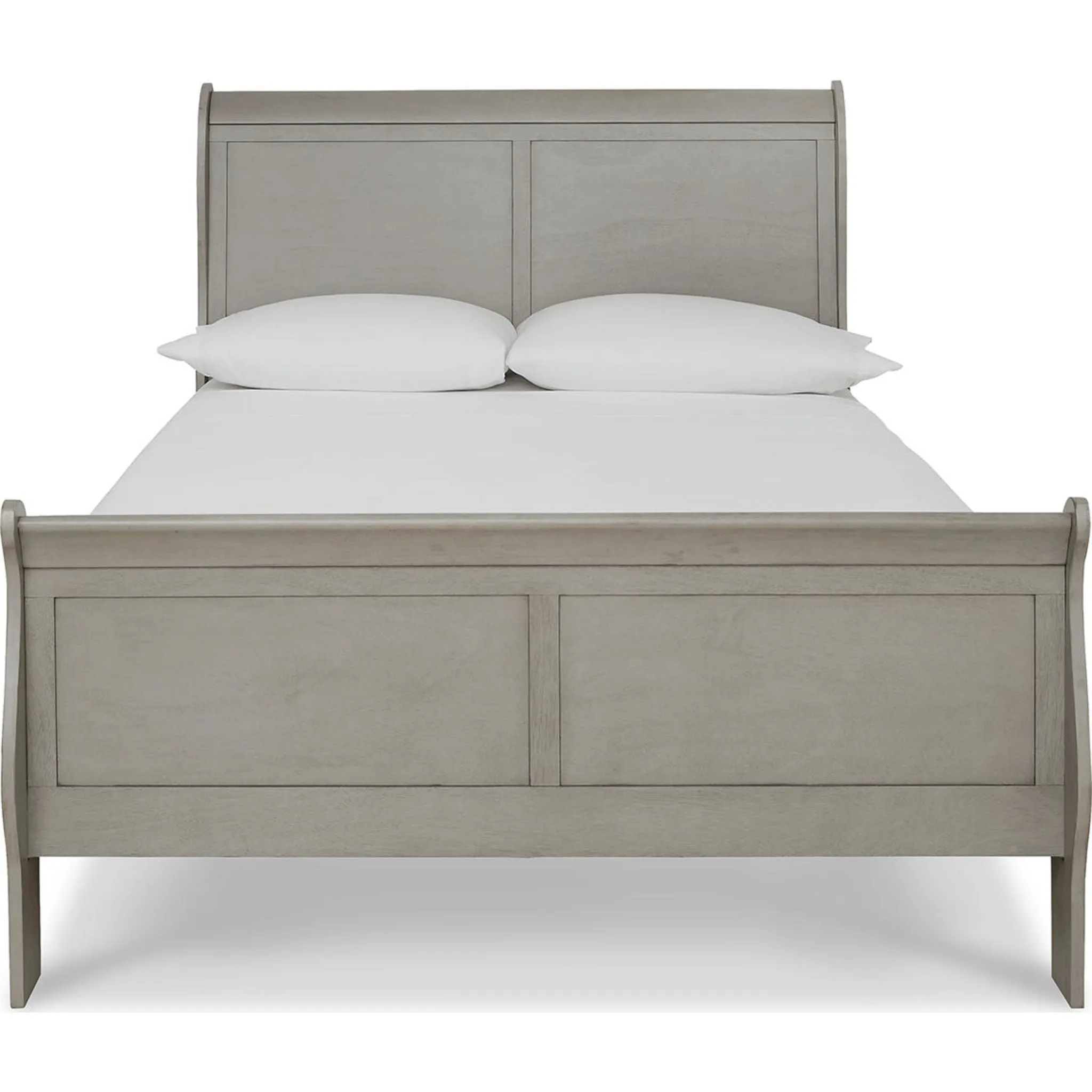 Kordasky Sleigh Bed with Mirrored Dresser - Grey