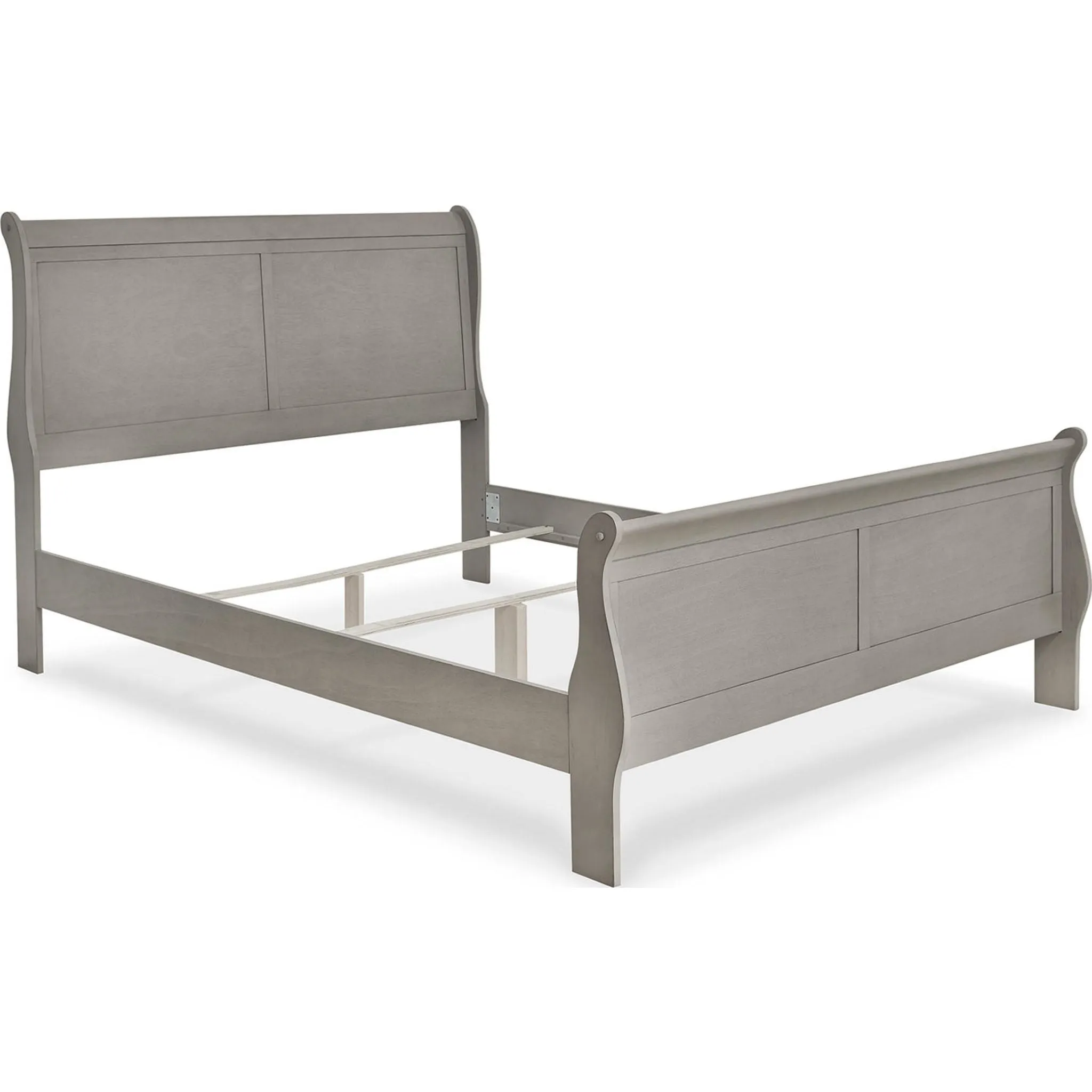 Kordasky Sleigh Bed with Mirrored Dresser - Grey