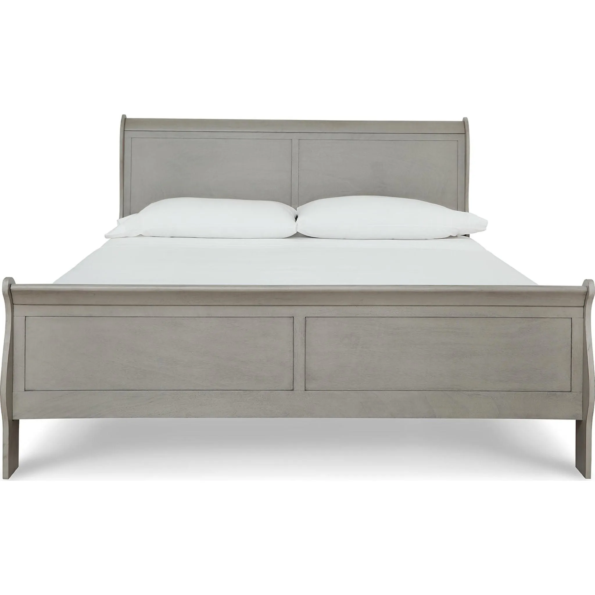 Kordasky Sleigh Bed with Mirrored Dresser - Grey