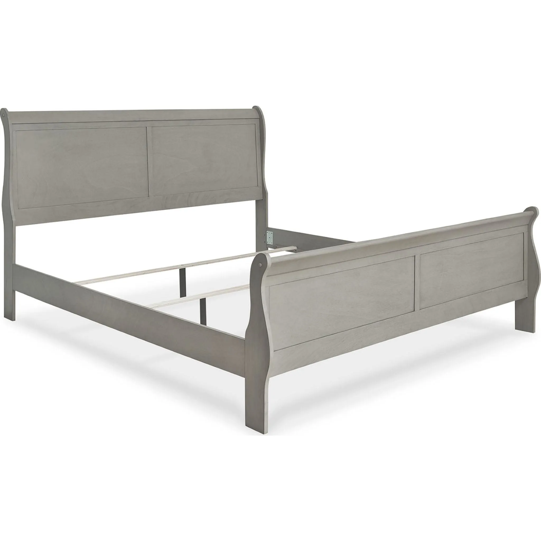 Kordasky Sleigh Bed with Mirrored Dresser - Grey