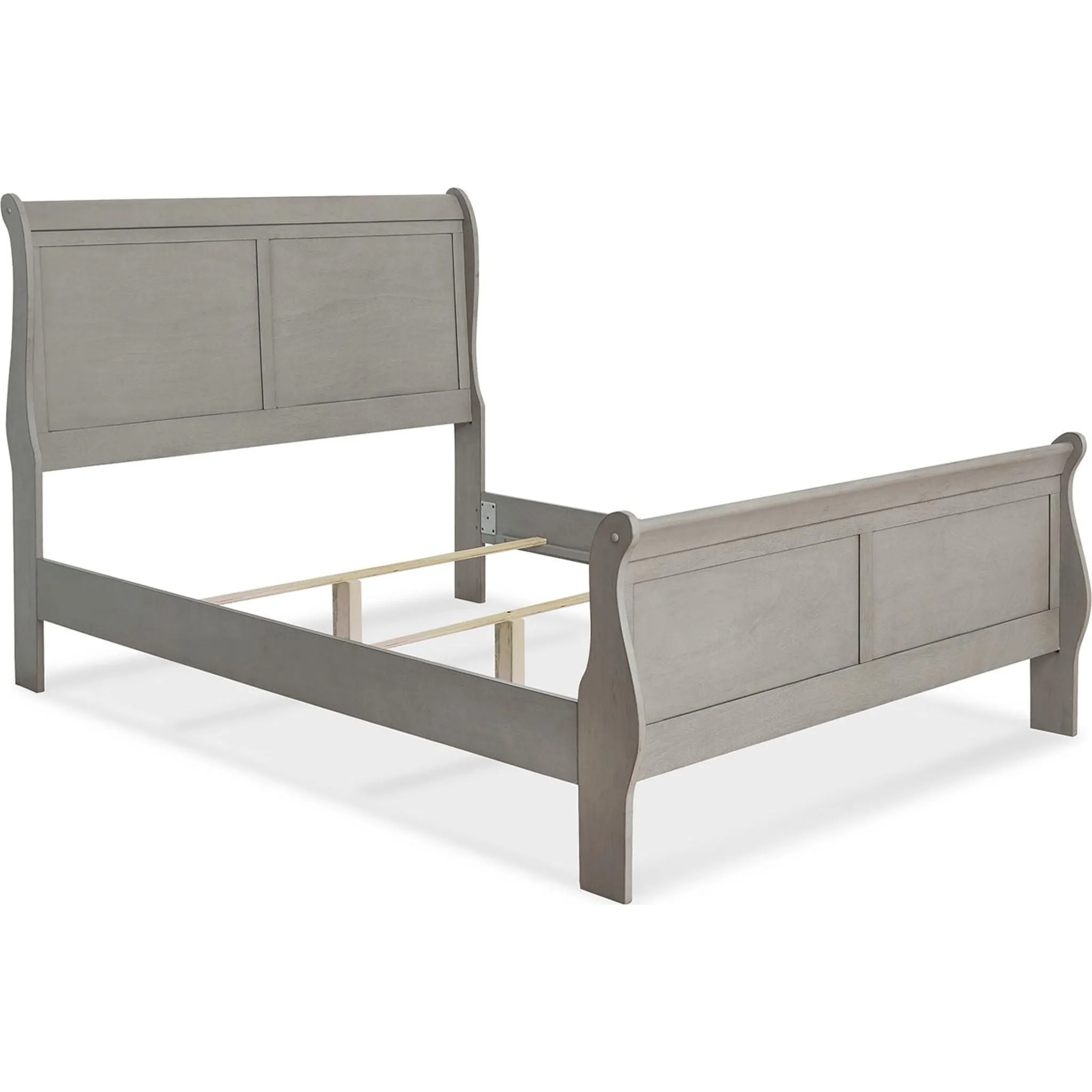 Kordasky Sleigh Bed with Mirrored Dresser - Grey